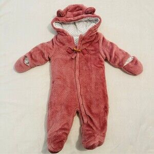 Baby Girls Pink Soft Pram/ winter Snow Suit Size 3/6 Months
